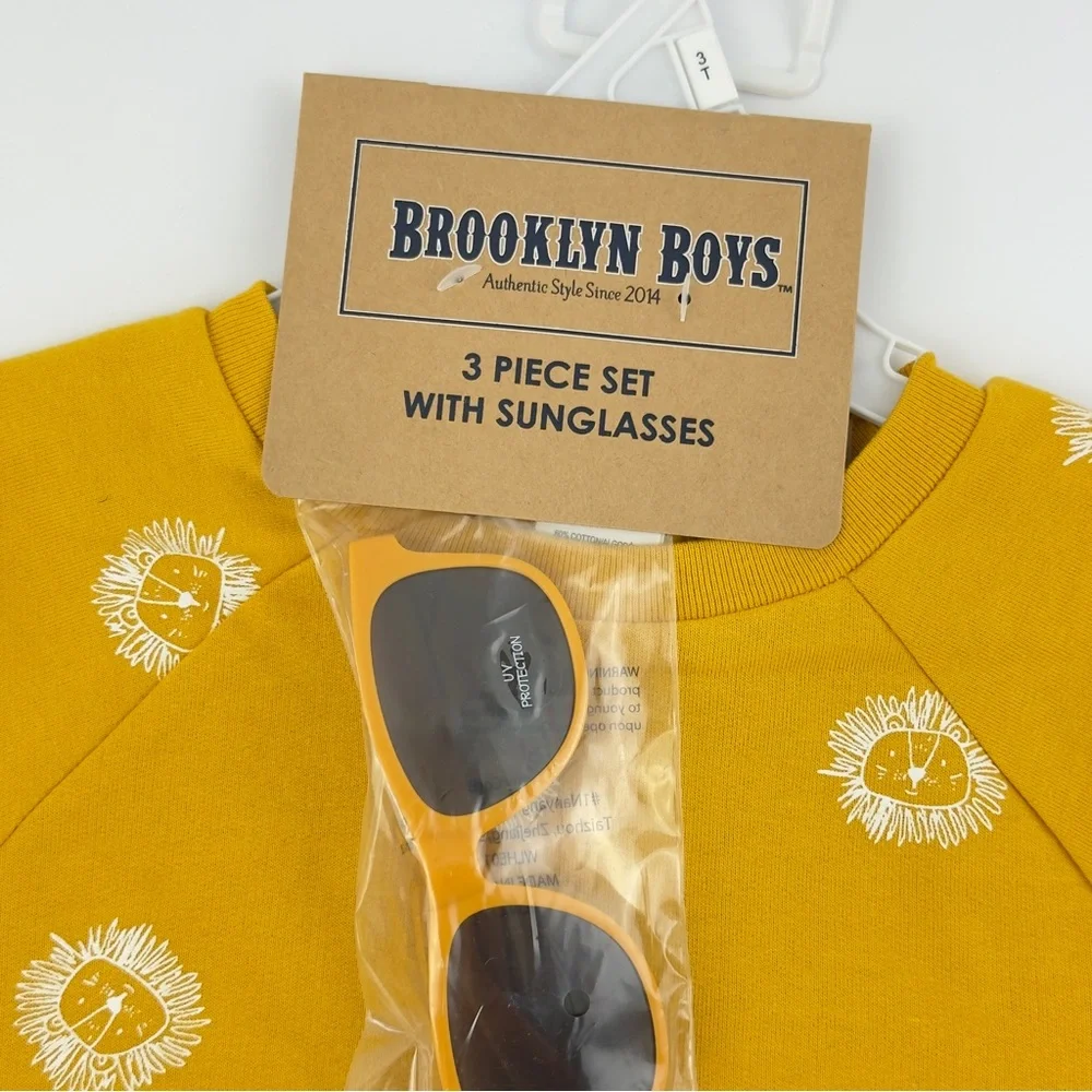 Brooklyn Boys Toddler Boys 2-Piece Fleece Shorts Outfit-Yellow, Size 3T NWT NEW - Picture 3 of 5